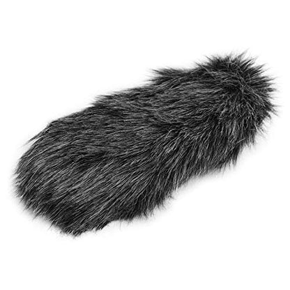 aqxreight Furry windscreen, microphone windshield cover muff for on camera mic, with 2.2cm mounting hole, compatible with VideoMicro MM1, reduces wind noise indoor outdoor (Large) - size: Large