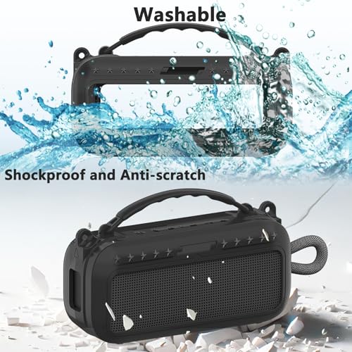 JCHPINE Silicone Cover Case for Bose SoundLink Plus Portable Speaker | Protective Soft Silicone Case with Carrying Handle and Shoulder Strap (Black) - color: Black Case