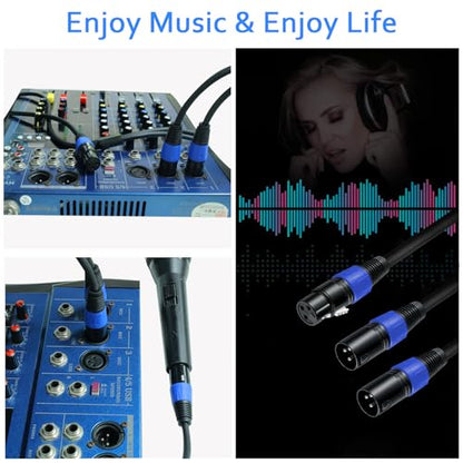 2 Pack XLR Splitter Cable 1.6 FT, 1 Female to 2 Male Patch Y Cable, Balanced Microphone Splitter Cord Audio Adaptor, Used for Microphone, Effector, Mixer, Equelizer, DMX LED, Amplifier, Guitar - size: 1.6 Foot, 2 Pack, style: 1 Female to 2 Male