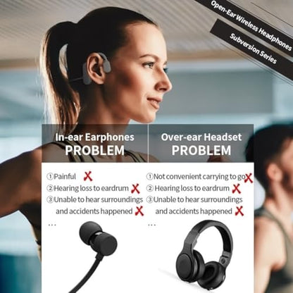 Open Ear Headphones with mic Bluetooth 5.0 for Sport Running Jogging Cycling Hiking with Long Battery Life Lightweight and Comfortable