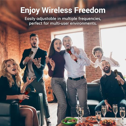 TONOR Wireless Microphones System, Handheld Microfono Inalambrico, Red | 4x10 Channels Cordless Mics, 60 m/200FT UHF Range with Stable Signal Transmission for Karaoke Singing Party Church Wedding - style: 4 Handheld Mics Grey&Red