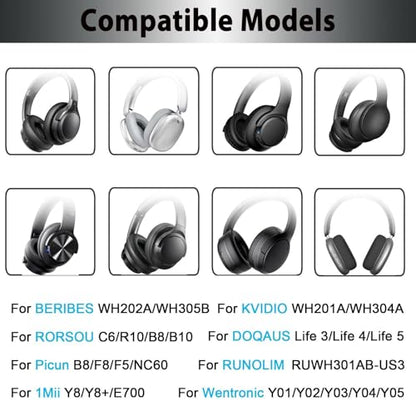 Adhiper Universal Headband Cushion Cover for BERIBES, KVIDIO, Picun, Wentronic, DOQAUS, RORSOU, 1Mii, RUNOLIM Headphones, 6mm Thick Soft Cover for Pressure Relief & Anti-Peeling, with Hanging Loop