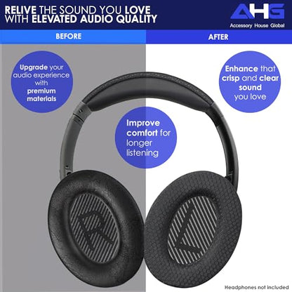 AHG Accessory House Global Cooling Gel Replacement Ear Pads Compatible with Bose QuietComfort 2023 / QC35 II, QC35, QC45, QCSE and QCSC Headphones, Extra Thick Ear Cushions with Scrims, Easy DIY Fit - color: AHG-QUIETCOMFORT-COOL-GEL-EP