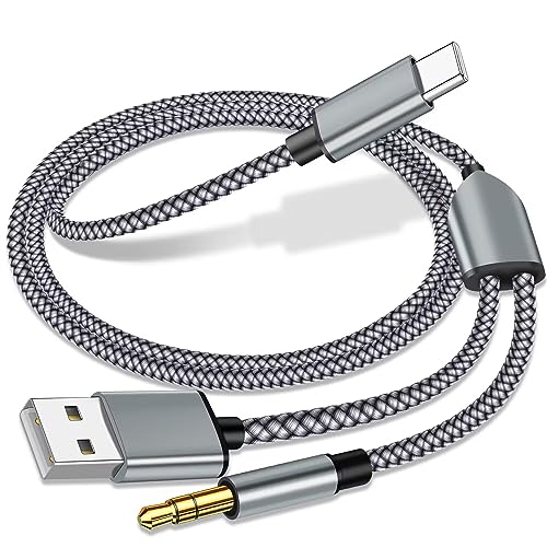 USB C to 3.5mm Aux Audio Cable with Charging, 2 in 1 USB C to 3.5mm Car Stereo Headset Audio Cable with PD 18W Charging Compatible with iPhone 17/16, Samsung Galaxy S26/S25/S24/S23+, Google Pixel 10 9 - color: Gray