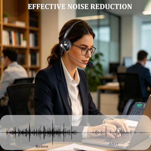Callez Mono RJ9 Phone Headset with Noise Cancelling Mic for Avaya 1608 1616 | Telephone Headset, Volume Controls, Phone Headphone Work for Grandstream GXP2135 2170 Panasonic Ooma Office Landline Phones - color: Black