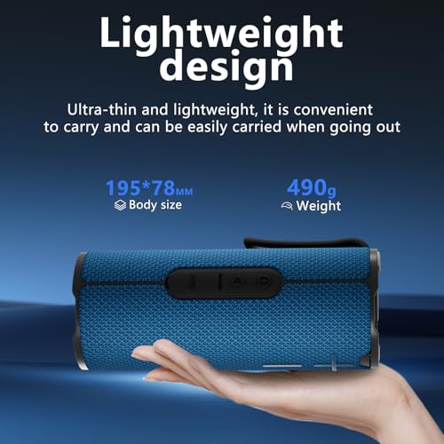 BYANDBY Bluetooth Speaker with IPX5 Waterproof 2 Portable, Long Playtime, Wireless Stereo Pairing, 12W Stereo Sound, BT 5.3, Bassup, Electronics for Home, Shower, Outdoors, Travel(Blue) - color: Blue
