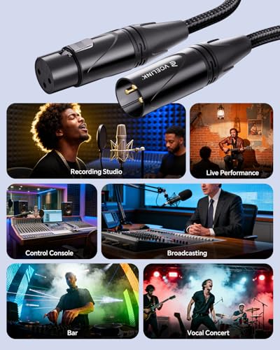 VCELINK XLR Cables 10ft 2 Packs, Male to Female XLR Microphone Cable | Gold-Plated 3-Pins Balanced Shieled Speaker Cable, AL & OFC Dual Shielded Balanced Mic Cord - style: 10 Feet