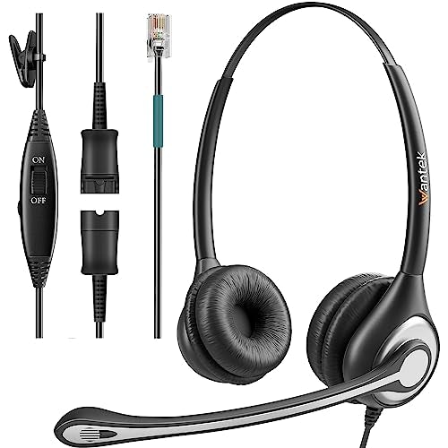 Wantek Corded Telephone Headset Mono w/Noise Canceling Mic for Avaya Aastra Allworx Adtran Alcatel Lucent AltiGen Comdial Digium Gigaset InterTel Mitel Plantronics MiVoice Landline Deskphones