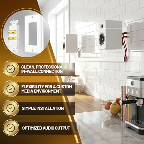 TNP Speaker Wall Plate for 1 Speaker, Banana Plug, Single Gang, White | Speaker Wire Wall Outlet with Gold-Plated Binding Posts for Spades or Bare Wire; for Home Theater and Surround Sound Setups - size: 2-Speaker
