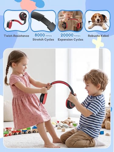 Acer OHW328 2 in 1 Kids Headphones Wired for School - 3.5mm & USB-C Jack | Over Ear Design, 85/94dB Safe Volume Limit, Wired Headphones for Boys Girls Classroom Yoto Player Chromebook Travel - color: 2 in 1 Black Red