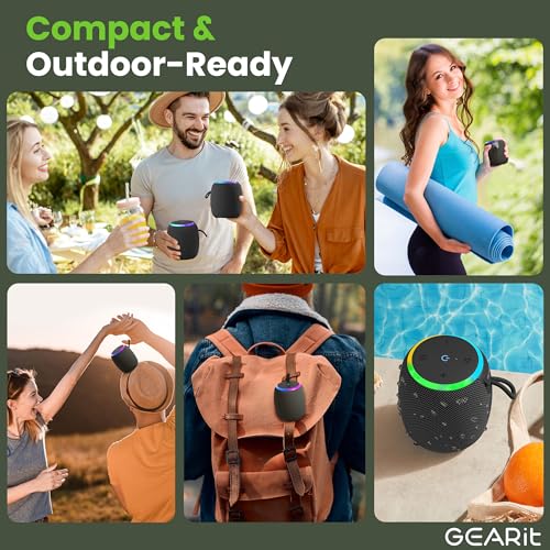 GEARit 15W Bluetooth Speaker, IPX6 Waterproof, RGB Lights, Beach & Travel | 10-Hour Battery, USB-C Charging, Bluetooth 5.3, TWS Stereo — Beach, Shower, Travel & Office, Hands-Free Calls - size: Portable - 16W