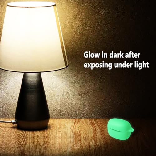Geiomoo Silicone Case for JBL Tune Buds 2, Soft Flexible Scratch Resistant Protective Cover with Carabiner (Luminous Green) - color: Luminous Green