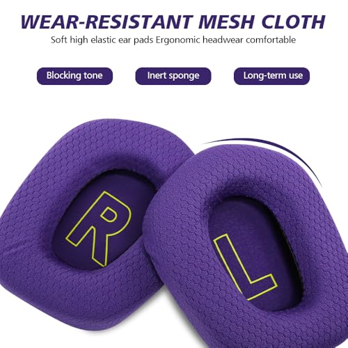 Replacement Earpads for Logitech G733 G535 G335 Lightspeed Wireless Gaming Headset, Ear Pads Cushions Cover with Comfort Noise Isolation Foam (Purple) - color: Purple