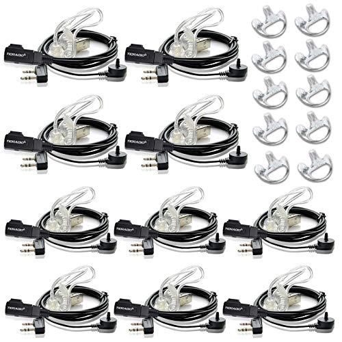 TIDRADIO Walkie Talkie Earpiece with Mic 2 Pin Acoustic Tube Headset For TD-M8s TD-V2 TD-H3 TD-H8,Compatible with Pxton Retevis H-777 RT21 RT22 RT68 Baofeng UV-5R Mini UV-32 BF-888S 2 Way Radio-10Pack - style: 10 Pack Acoustic Tube Earpiece