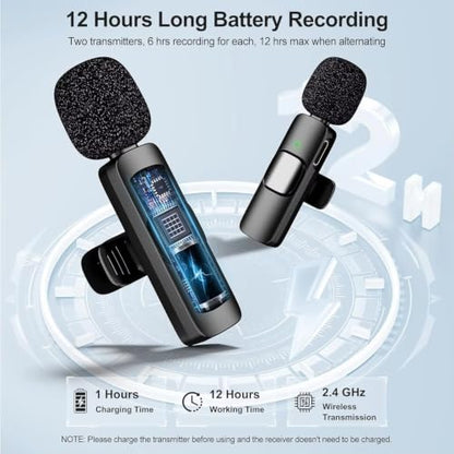 2026 PL9 Professional Wireless Lapel Lavalier Mic for USB-C Devices | iPhone/Android, 12-Hour Battery, 65ft Range, 1-Click Mute, Crisp Audio for TikTok, YouTube, Live Streaming, Recording