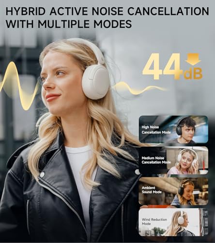 Edifier W800BT Pro Hybrid Active Noise Cancelling Over Ear Headphone, Ivory - color: Ivory