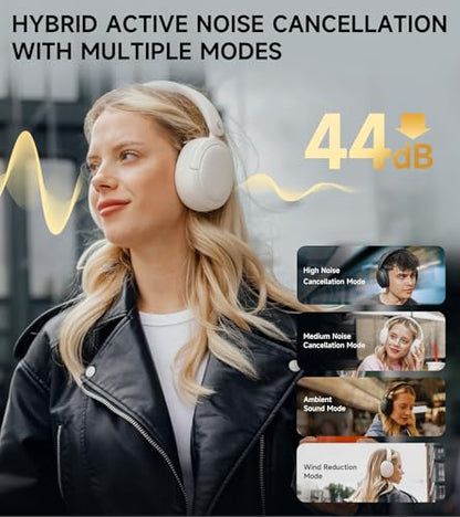 Edifier W800BT Pro Hybrid Active Noise Cancelling Over Ear Headphone, Ivory - color: Ivory