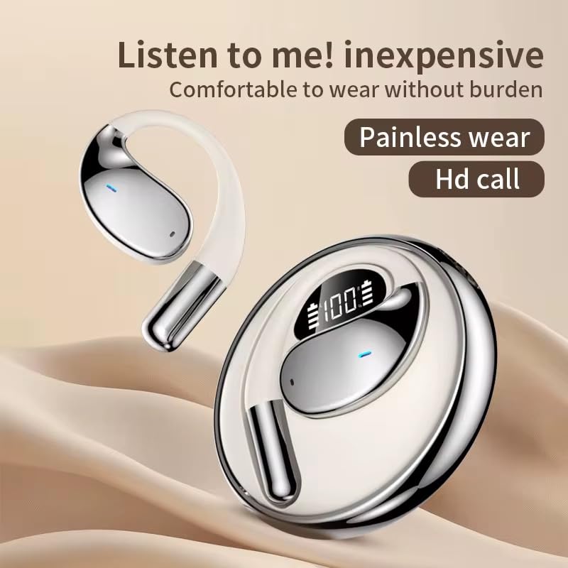 OWS Ear Hook Sports Earbuds with Wireless 6.1, Secure Ergonomic Design for Gaming, ENC HD Calls, and Silicone Lanyard (Black) - color: Black
