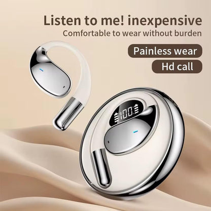 OWS Ear Hook Sports Earbuds with Wireless 6.1, Secure Ergonomic Design for Gaming, ENC HD Calls, and Silicone Lanyard (Beige) - color: Beige