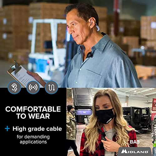 Midland – BA3 Concealed Headset for Business Radios – Clear Earpiece with Push to Talk Microphone | Clear Earpiece with Push to Talk Microphone for Discrete Communication, Security, Event Staff and More - style: Concealed Headset