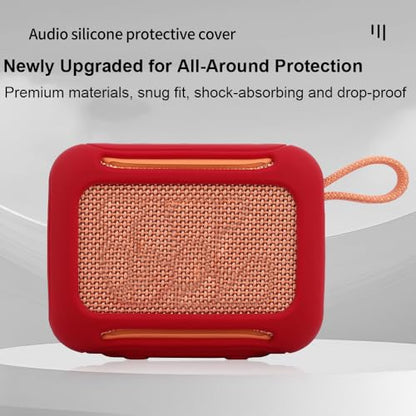 Silicone Case for JBL Go 5, Soft Skin Cover Portable Bluetooth Speaker Protective Sleeve, Anti-Scratch Shockproof Anti-Drop Shell Guard Protector with Carabiner (red) - color: red