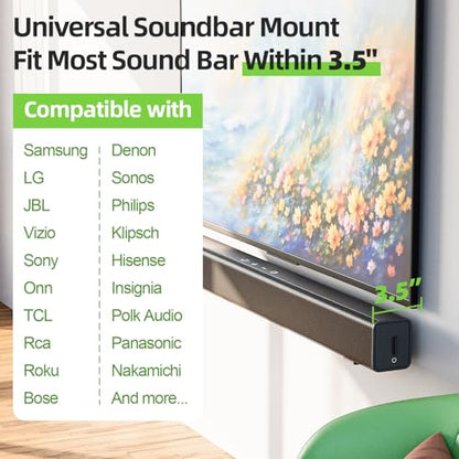 USX MOUNT Soundbar Mount for Samsung, Sony, LG, Vizio, Bose, Onn & More Sound Bar Mounts-Universal Soundbar Mounting Bracket Under TV, Floating Speaker Wall Mount 1 Pair Soundbar Shelf - size: Soundbar Mount up to 30 lbs