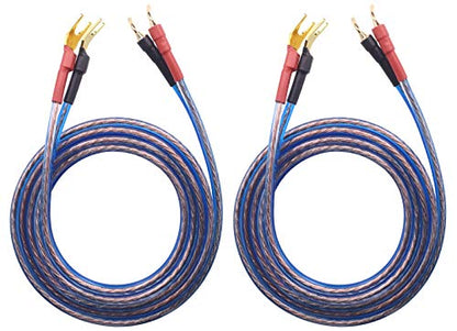 YB-H Set: 1.5M(4.92ft) HiFi OFC Speaker Wire, Spade & Pin Plugs - size: 4.92 ft