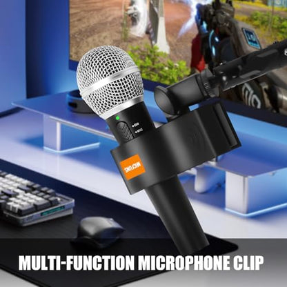 2 Pcs Upgraded Microphone Clip, Adjustable Mic Holder for Microphones with Outer Diameter Between 32mm and 60mm (2)