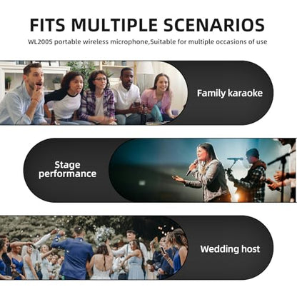 UHF Wireless Microphone System, 99-Ch Dual Handheld Mics RGB | UHF Wireless Mic System, Dual Handheld, 99 Ch, Cardioid, RGB, Plug&Play, 50m Range, Rechargeable