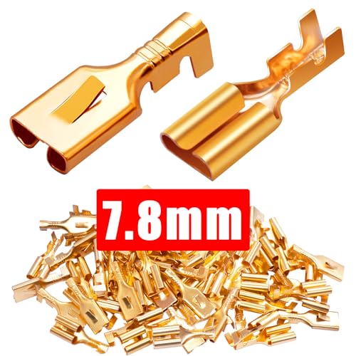 Twidec/100PCS 7.8mm Female Spade Connector Quick Splice Crimp Terminals Non Insulated Wire Connector for Electrical Wiring Relay Car Audio Speaker N-005-7.8-F - size: 7.8mm Female