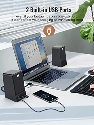 OROW USB Computer Speakers,Hi-Fi Stereo PC Speakers,16W Desktop Speaker,Built-in DSP Sound Chip, Deep Bass&Pure Vocal,Laptop Speakers with Headphone Jack(S203)