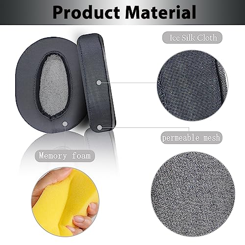 WH-CH710N Replacement Earpads Ear Cushions, Ear Pads for Sony WH-CH700N, WH-CH710N, WH-CH720N Headphones, Ear Cushions with Soft Ice Silk, Ear Comfort Memory Foam (Black) | Softer Ice Silk Fabric & High-Density Memory Foam Earpads for Sony Headphones - co