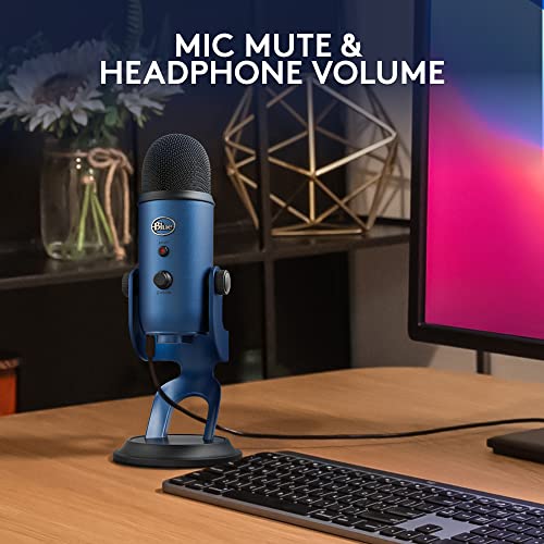 Logitech Creators Blue Yeti USB Microphone for PC, Mac, Gaming, Streaming, Podcasting, Studio and Computer Condenser Mic with Blue VO!CE Effects, 4 Pickup Patterns, Plug and Play - Midnight Blue | Mac, Gaming, Streaming, Podcasting, Studio and Computer Co
