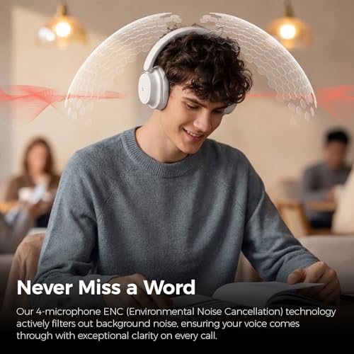 havit Noise Cancelling Headphones Over Ear, Wireless Bluetooth Headphones with 132H Playtime, Fast Charge 5 Min=5H, Foldable, Dual Device, with Mic for Travel Work Office, Gray