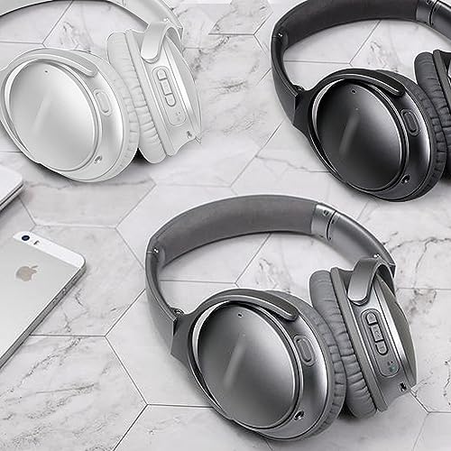 Replacement Ear Pads for Bose QuietComfort 35 35 II 15 25(qc 35 25 15/QC35 ii), Headphone Ear Covers, High Density Memory Cotton, Soft Leather, Adaptive Noise Isolation Headphones Pads Cushions - color: white, style: QC35