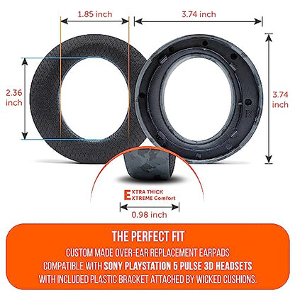 WC Freeze Pulse 3D - Cooling Gel Earpads for Sony PS5 Pulse 3D | Made by Wicked Cushions | Thicker Cushion & Wider Opening | Black Camo - color: Black Camo