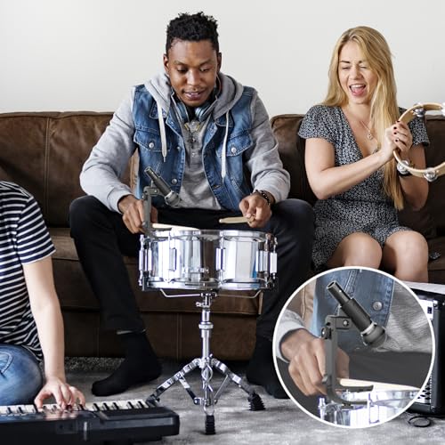 2 Pack Adjustable Drum Microphone Clips | Rim-Mount Mic Clips Position Microphones Without a Floor Stand, Check Drum Rim and Microphone Fit Before Purchase