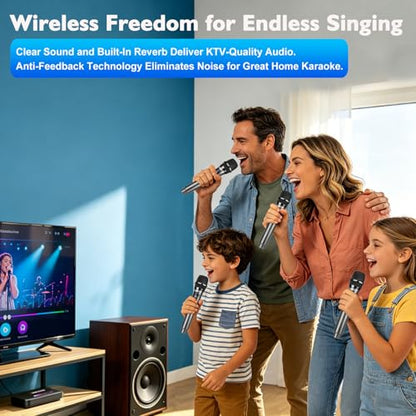 Wireless Microphone System for Karaoke TV and AUX Speaker
