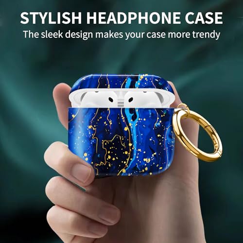 Cute Case Cover Compatible with AirPods 4th Generation 2024, Shockproof, Full-Body Protection - Protective, Anti-Drop Design (Cute Blue Marble) - color: Cute Blue Marble