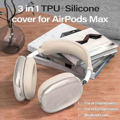 4 in 1 Case Cover for AirPods Max Headphones, Anti-Scratch Sweat-Proof Ear Pad Covers/Ear Cups Cover/Headband Cover Protectorfor Apple AirPods Max -Clear Starlight - color: F-Starlight