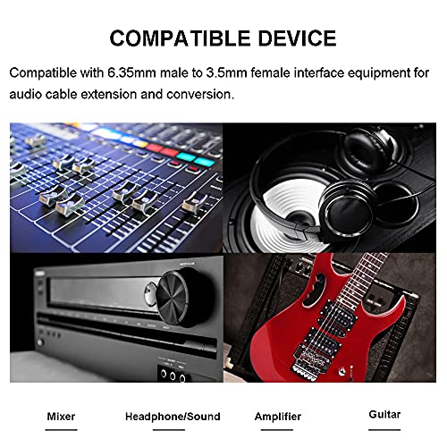 6.35mm to 3.5mm Headphones Adapter cable 20 ft,Yeung Qee TRS 1/4" Male to 1/8" Female Stereo Audio Cable Compatible for Amplifiers, Guitar Amp, Piano, Home Theater Devices, or Mixing Console (20FT/6M) - size: 20 FT