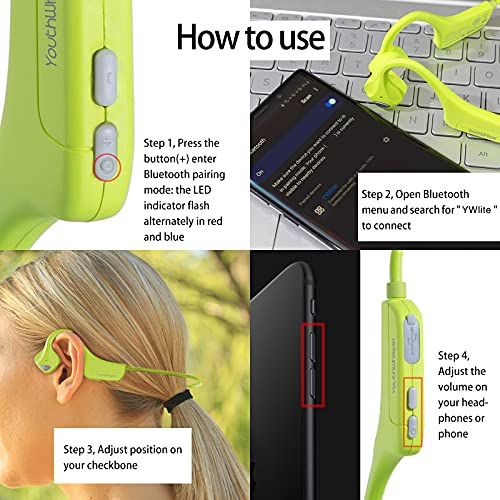 Bone Conduction Headphones Bluetooth, Open Ear Wireless Headset with Mic, Sweat Resistant Earbuds for Runnig Workout Hiking Running Fitness Walking (Green) - color: Green
