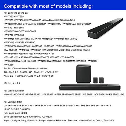 Universal Soundbar Wall Mount with Hardware | Compatible Most Soundbars, Mounting Bracket Kit, Anti-Slip Strips, Metal Ring, Screws, Anchors - color: Black-with adhesive