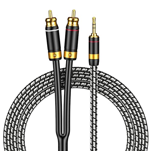 Audiophile RCA Cable, [1M/3.2Feet, Silvered-Plated Copper core] 3.5mm Male to 2RCA Male Stereo Audio Adapter Cable with Outer diameters 6.5mm for Smartphones, Tablets, Speakers, HDTV - size: 3.2 Feet (1M), style: Straight 3.5mm to 2 RCA