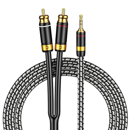 Audiophile RCA Cable, [1M/3.2Feet, Silvered-Plated Copper core] 3.5mm Male to 2RCA Male Stereo Audio Adapter Cable with Outer diameters 6.5mm for Smartphones, Tablets, Speakers, HDTV - size: 3.2 Feet (1M), style: Straight 3.5mm to 2 RCA