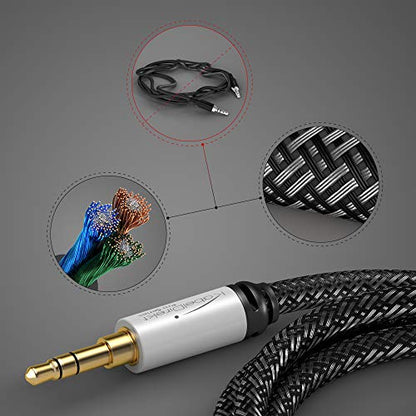 KabelDirekt – 3.5mm Aux Audio Cord – 2ft | Headphone & aux cable for iPhone/car/laptop, auxiliary cord, 3.5mm male to male, nylon - size: 2 feet, style: Braided Stereo Jack Cable