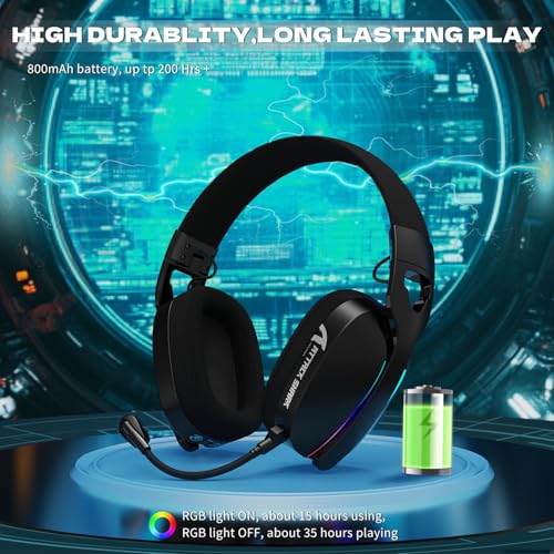 ATTACK SHARK L90 Over-Ear Wireless Gaming Headphone with Mic - Black | 2.4GHz/Bluetooth/Wired, 40mm Driver, 7.1 Surround Sound, Foldable, Ultra-Light, RGB, Customizable, Ergonomic, for PS4/PS5/PC - color: BLACK