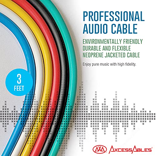 AxcessAbles 1/8 (3.5mm) TRS to 1/8 (3.5mm) TRS Balanced Minijack Stereo Patch Cables| Headphone Jack|1/8 aux Cable Bundle| 3.5mm Stereo Aux Audio Cables Multi-Color 6-Pack (3ft) - size: 3ft, style: 1/8 TRS to 1/8 TRS