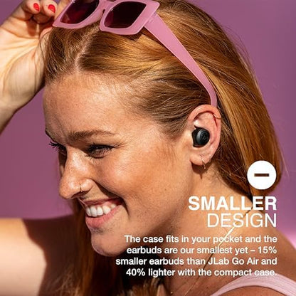 JLab Go Air Pop+ True Wireless Earbuds, in Ear Headphones, Bluetooth Earphones, 35H Playtime Ear Buds, Bluetooth Earbuds with Microphone, USB-C Charging Case, Dual Connect, EQ3 Sound, Black - color: Black, style: Pop+