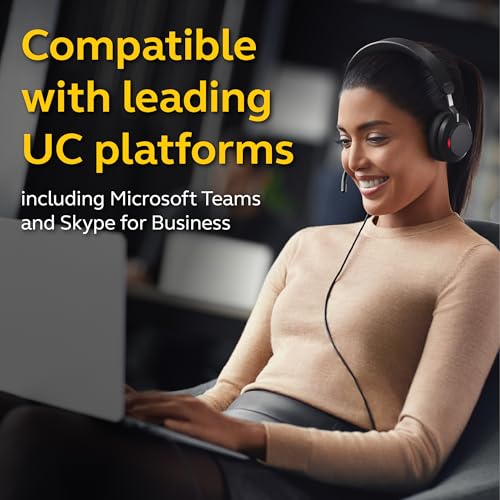 Jabra Evolve2 40 UC Wired Headphones, USB-A, Stereo, Black – Telework Headset for Calls and Music, Enhanced All-Day Comfort, Passive Noise Cancelling Headphones, UC-Optimized with USB-A Connection - size: Unified Communications, style: Stereo (USB-A)